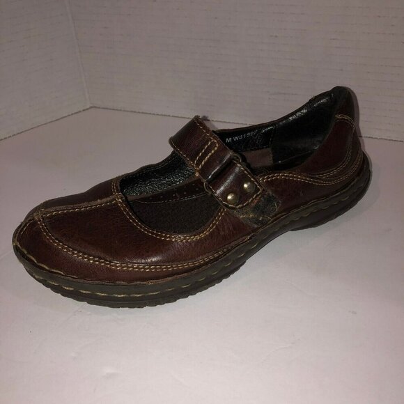 Born Womens Size 7 Dark Brown Leather Mary Jane Shoes Closed Toe Comfort Flats - Picture 3 of 10